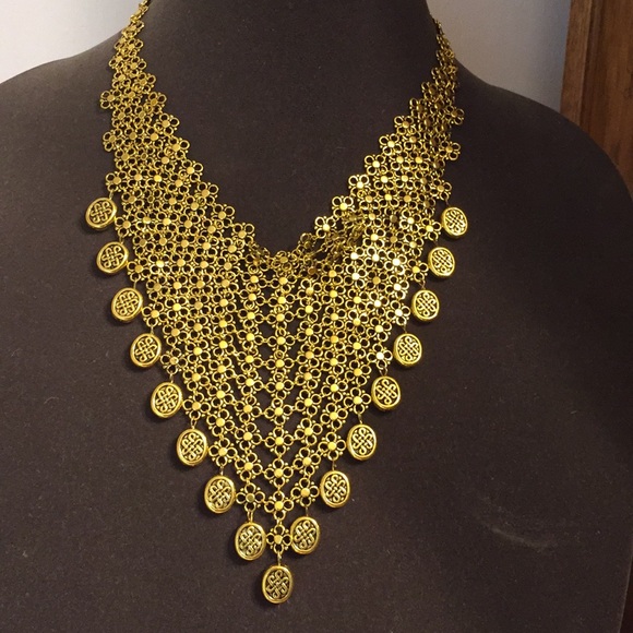 LBM Jewelry - Artisan Crafted Bib-Style gold tone Necklace